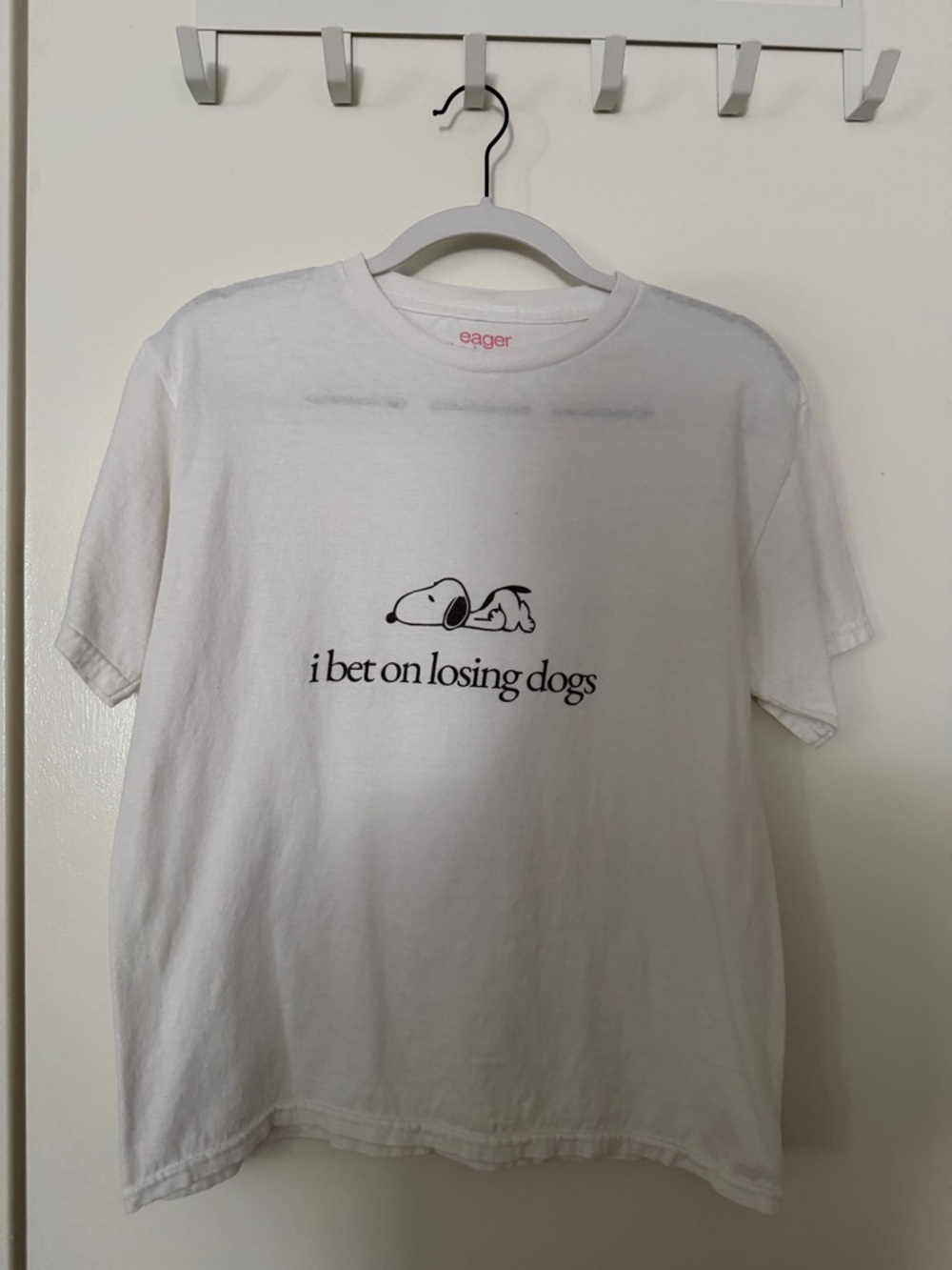 Mitski inspired White Short-Sleeve Graphic Tee - 'I Bet on Losing Dogs' snoopy